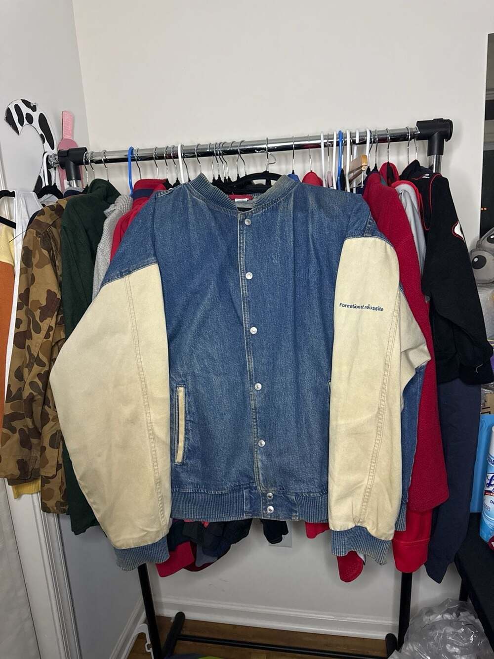 Vintage I.D. Wear DuPont Two-Tone Denim Varsity Bomber Jacket XXL